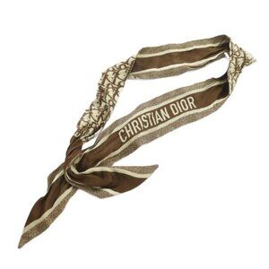Dior Mitzah Ribbon Scarf Trotter Pattern Shawl Logo Silk